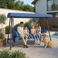 thumbnail image 6 of TQKVIPI 3-4 Seat Outdoor Porch Swing with Adjustable Canopy Patio Swing Bed with Stand Large Swing Glider Bench Chair Outside 800 lbs with Removable Cushions for Yard Garden Poolside Balcony, 6 of 9