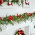 thumbnail image 5 of Christmas Garland Vines Christmas Green Rattan with Red Flower Decoration Simulation Home Stairs Fireplace Front Porch Door Display Indoor Outdoor Christmas Decor, 5 of 6