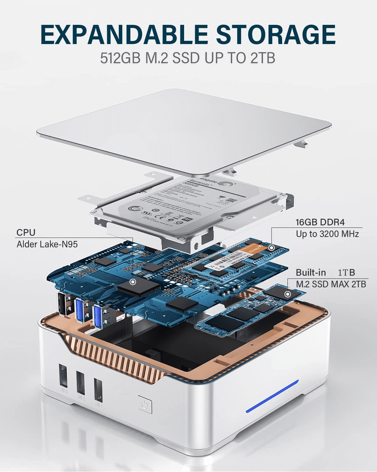 NIPOGI Mini Desktop Computer 4K Mini PC Intel 12th Alder