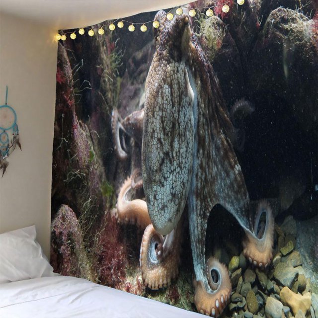 Tapicería Impermeable Para , Patrones En 3D Colgantes De Pared Decoración De Habitación 150x130cm 7 pulpo BLESIY Tapiz impermeable 3D
