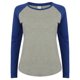 thumbnail image 1 of Skinnifit - Camiseta de manga larga estilo béisbol para mujer (Gris/azul), 1 of 1