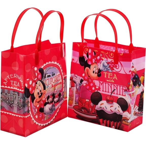 12 Disney Minnie Mouse Cupcake Party Favor Reusable Goodie Medium Gift Bags 8"