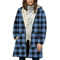 thumbnail image 6 of CFLVAEK Fleece Lined Jackets for Women with Hood Fashion Plaid Graphic Hooded Jacket Thermal Fall Winter Zip Up Long Sleeve Outwear with Pockets Blue L, 6 of 8