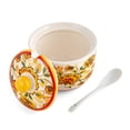 thumbnail image 2 of STP GOODS Folk Pattern Ceramic Sugar Bowl with Spoon and Lid 15.2 fl oz (450 ml) Sugar Jar Sugar Container for Kitchen 4.3x3" (11x7.5 cm), Khokhloma Style, White Yellow Red, 2 of 3