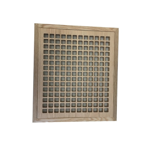 12 Inch x 14 Inch Red Oak Hardwood Vent Floor Register Flush Mount with Frame, Eggcrate Style, Unfinished