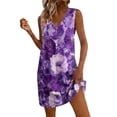 thumbnail image 2 of QUNYINEY Summer Sundresses for Women Beach Floral Sleeveless A Line Mini Tank Dress Casual with Pockets Loose Fit Beach V Neck Dresses, 2 of 7