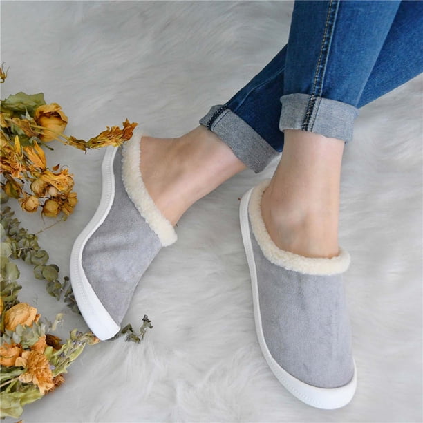 Zapatos de lona de corte bajo de fondo plano para mujer Zapatillas de algodón antideslizantes planas informales versión perezosa de un pie Wmkox8yii hj789