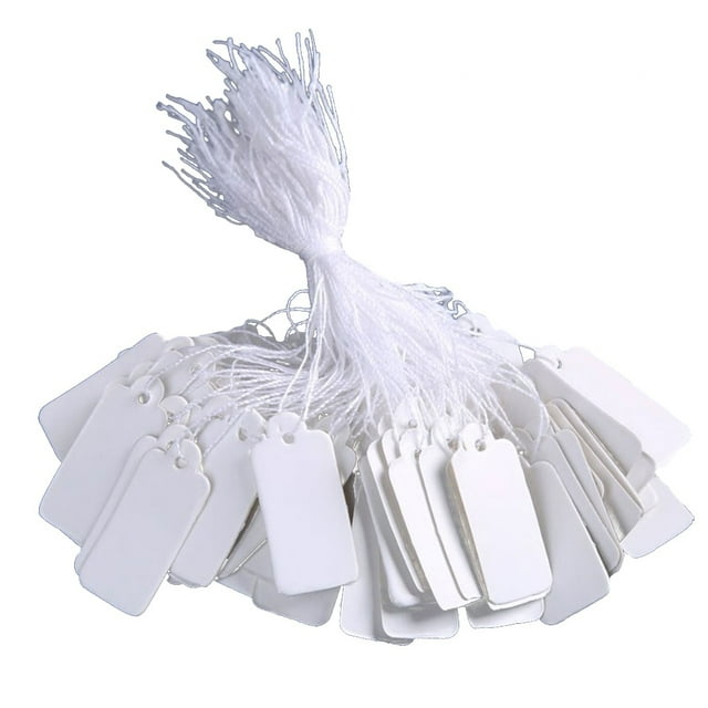EeaseCA 500pcs White Marking Tags Price Tags Price Labels Display Tags with Hanging String for Product Jewelry Clothing