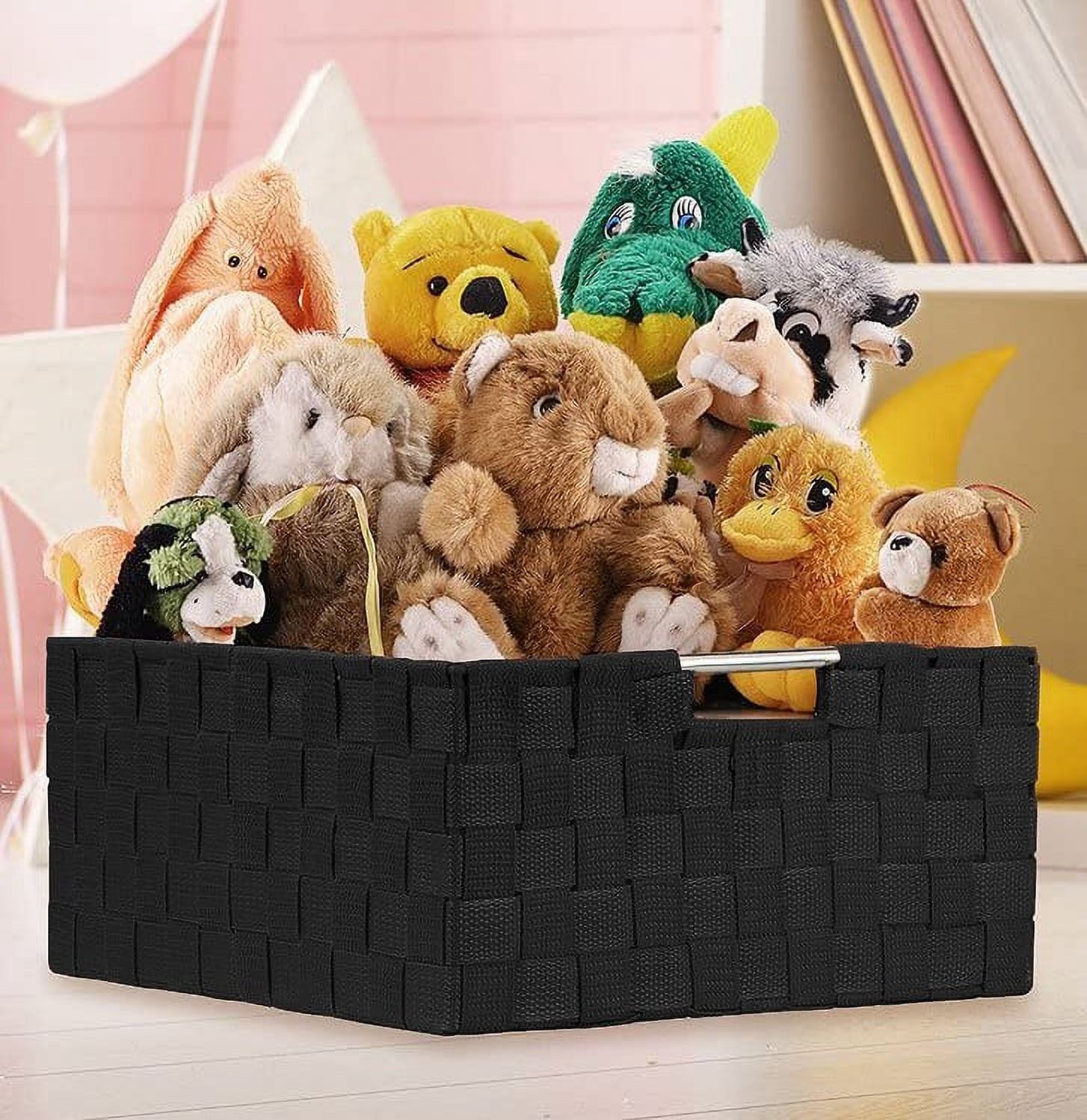 7 Pack Durable Woven Fabric Storage Baskets, Shelf & Closet Organization for Adults in  Black