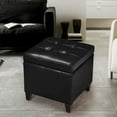 thumbnail image 2 of Adeco Bonded Leather Square Tufted Cubic Cube Footstool, 18" Height Storage Ottomans, With Lid, Black, 2 of 9
