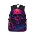 thumbnail image 1 of Disketp Purple-Red Skull Mochila Ligera Clásica con Múltiples Bolsillos, Mochila Casual para Hombre y Mujer, Ideal para Escuela, Trabajo y Viajes, 1 of 6