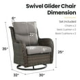 thumbnail image 3 of Gymojoy High Back Outdoor Swivel Rocker Patio Chairs Set of 2, All Weather Swivel Patio Glider Chairs with Thick Cushions for Porch, Poolside, Deck,Brown/Blue, 3 of 7