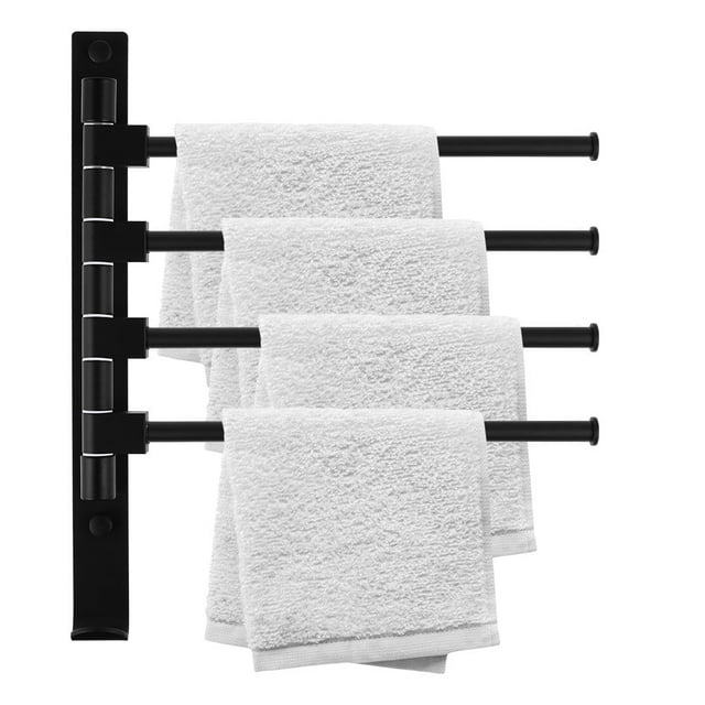 PENGXIANG 3/4/5 Arm Swivel Folding Towel Rack Swing Bar Wall Mount Rack Towel Rack For Bathroom Black