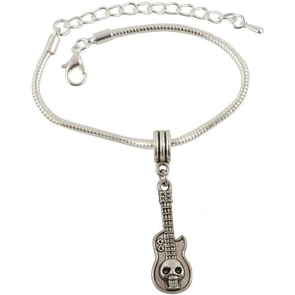 Emerald Park Jewelry Guitar with a Skull Snake Chain Charm Bracelet