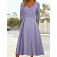 thumbnail image 2 of Womens Fall Dresses for Wedding Guest, Casual Plus Size Cross Button Long Sleeve Tiered Maxi Dress with Pockets, 2 of 6