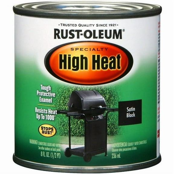 Rust-Oleum 7778730 1/2-Pint 8-Ounce Protective Enamel, Satin BBQ Black