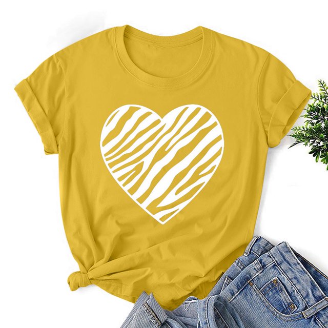 LSLJS Mode Femmes T-shirt à Manches Courtes Imprimé Saint-Valentin, Hauts Graphiques Originaux, Cadeaux pour Femmes