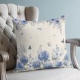 thumbnail image 4 of Pillow Covers 26x26 Set of 2, Blue Hydrangea Throw Pillow Covers Decorative Couch Cushion Cover, Farmhouse Floral Butterflies Rustic Beige Microfiber Soft Pillowcases for Bedroom Living Room Sofa, 4 of 9