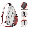 thumbnail image 3 of Sling Backpack,Blue and Gold Christmas Tree Pattern Sling Bag with Water Bottle Holder,Waterproof Sling Bag for Men/Women with Headphone Jack for Hiking,Travel, 3 of 6