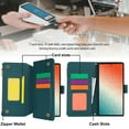 thumbnail image 3 of Compatible With Samsung Galaxy S22 Ultra Wallet Case with Card Holder Kickstand Double Magnetic Clasp Zipper Pocket Lanyard Strap Wristlet, Leather Flip Case Women Men Wallet Cover,Green, 3 of 14