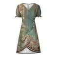 thumbnail image 3 of Robes à Manches Courtes pour Femmes Robe pour Femmes Été Imprimé Floral Ourlet Irrégulier Robe Col en V Manches Courtes Robes à Boutons Robes Courtes d'Été pour Femmes Robes Courtes pour Femmes Été, 3 of 7