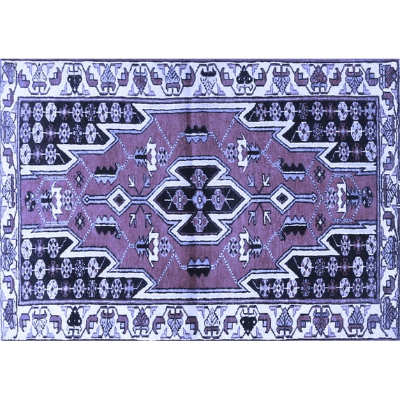 Ahgly Company Machine Washable Indoor Rectangle Persian Blue Traditional Area Rugs, 3' x 5'