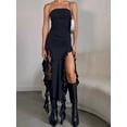 thumbnail image 6 of Weird Puss Elegant Strapless Dress Women Irregular Tassel 2025 Summer Trend Skinny Split Maxi Bodycon Birthday Party Clubwear, 6 of 10