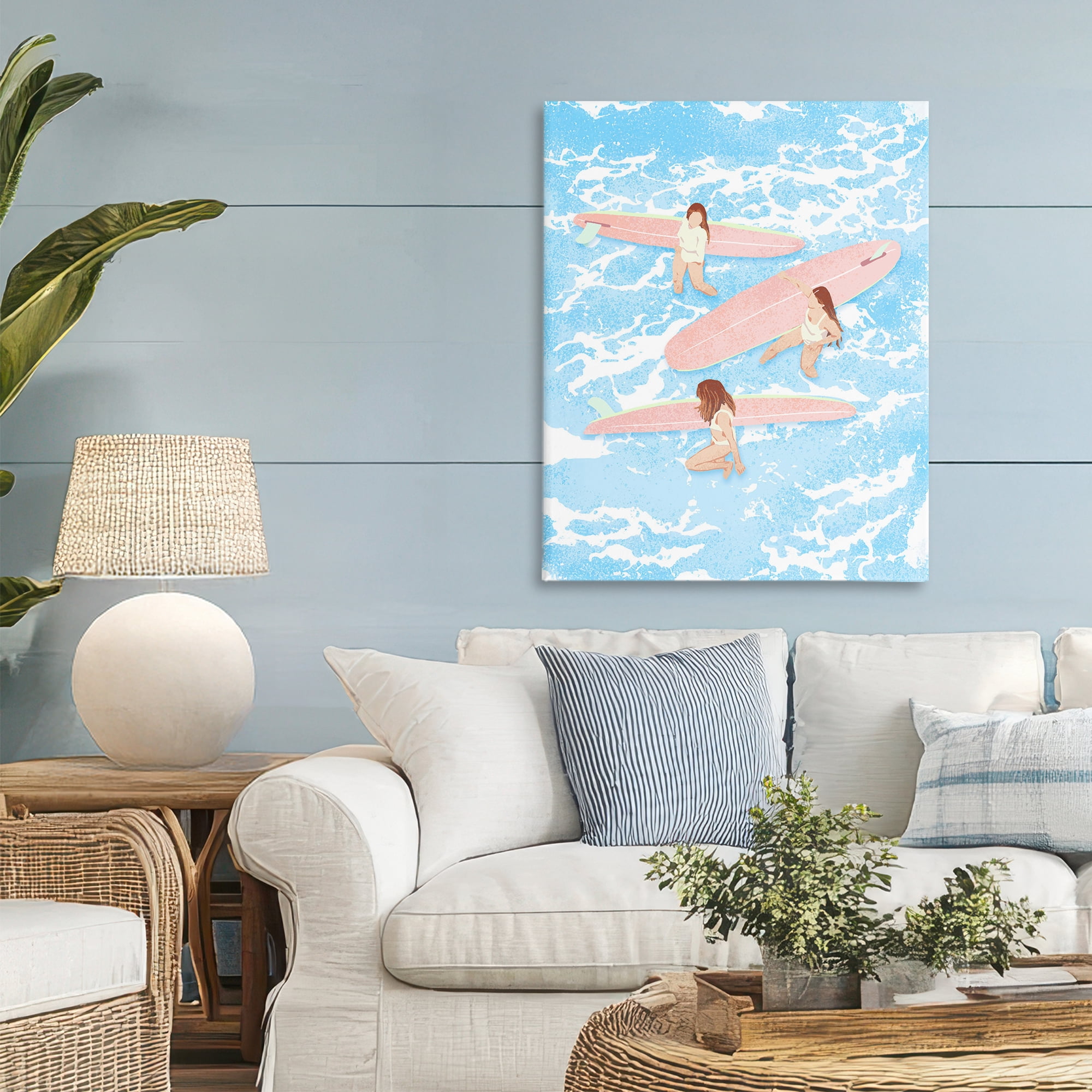 Surfing Girls Trio Canvas Wall Art, design by Ziwei Li