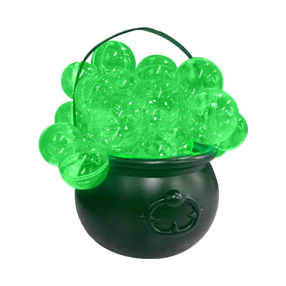 Glowing Witch's Cauldron Set, Easy DIY Light-Up Bubbling Cauldron With Clear Ornaments, Halloween Party Indoor Prop Decor (Green)