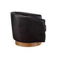 thumbnail image 3 of Pemberly Row Brown Faux Leather Wood Base Barrel Swivel Chair, 3 of 8