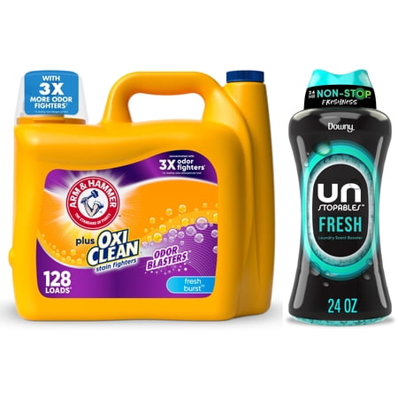 ARM & HAMMER Odor Blasters Detergent + Downy Unstopables Fresh Scent Booster Laundry Bundle
