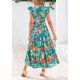 thumbnail image 2 of Vestido midi PRETTYGARDEN 2025 con estampado floral con cuello en V y volantes para mujer, 2 of 6