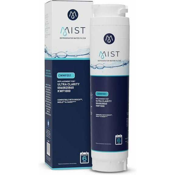 Mist Ultra Clarity Refrigerator Water Filter Replacement Cartridge for Bosch, Compatible with 644845, 9000077104, 9000194412, Haier 0060820860, 0060218744, Miele KWF1000, Bosch Water Filter