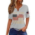 thumbnail image 3 of Evdexr We the People Shirt Women American Flag V Neck Independence Day Shirts Short Sleeve Plus Size Independence Day Shirts Red Blue and White Tees Light Gray 2XL, 3 of 5