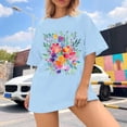 thumbnail image 4 of Graphic Tees for Women T-Shirts Women's Oversized Top Loose Short Sleeve T Shirt Style for Everyday Comfort and Casual Blue S, 4 of 5