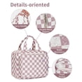 thumbnail image 5 of Checkerboard Hanging Travel Toiletry Bag with Hook, Makeup Bags for Women Cosmetic Organizer Toiletries for Brush Shampoo Travel Essentials, Pink, 5 of 9