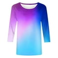 thumbnail image 4 of Gradient Tshirts Tops for Women Trendy Summer Shirts Plus Size Casual 3/4 Sleeve Crewneck Tunic Top, 4 of 5