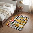 thumbnail image 4 of Entryway Rug 2'x3', Sunflowers Gnomes Kitchen Runner Rugs Non-Slip Carpet Mats, Fall Thanksgiving Botanical Black Checked Bedside Rugs Runners Washable Floor Carpet for Bathroom Laundry Room, 4 of 8