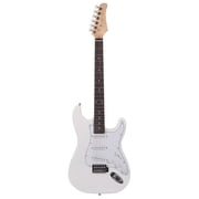 39 ST Electric Guitar for Music Lover, Rosewood Fingerboard, with Accessories Pack, Carry Bag and Shoulder Strap, Right Handed Guitar for Beginner and Intermediate Performer (White)