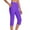 Purple, variant on Women's Summer High Waisted Solid Color Capris Matching Slim Fitting Yoga Gym Pants Capris Pants