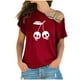 thumbnail image 1 of Tops de Halloween de manga corta con estampado de esqueleto para mujer Fridja  gope5066, 1 of 4