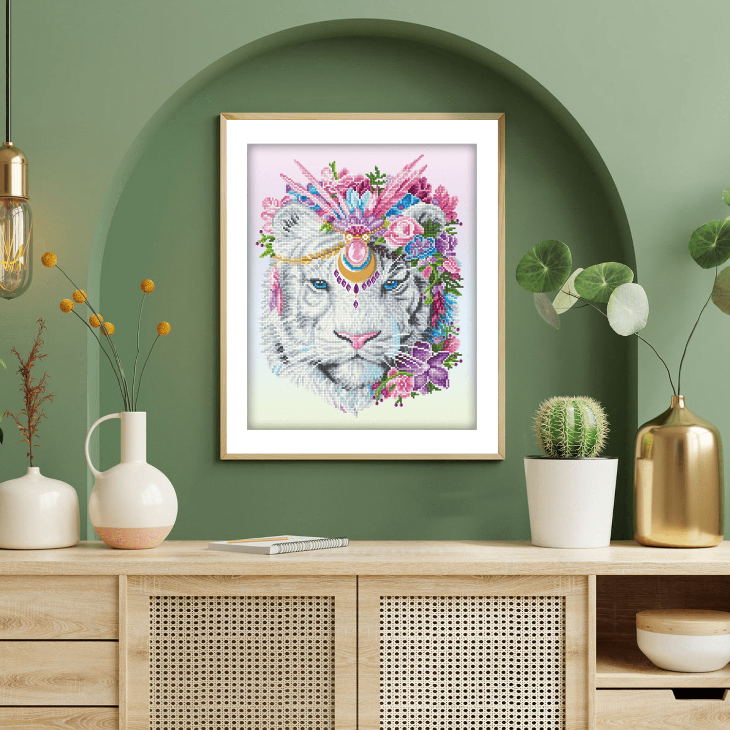 Diamond Dotz Bohemian Tiger Diamond Painting Kits for Adults - Diamond Art Kits a Relaxing Creative Craft Kit with Dotz Gems 20.1x16.1