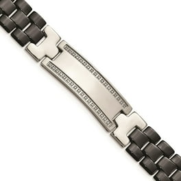 Stainless Steel with Black Ceramic 1/4 carat Diamond 8.75 inch ID Bracelet Stainless Steel with Black Ceramic 1/4 carat Diamond 8.75 inch ID Bracelet