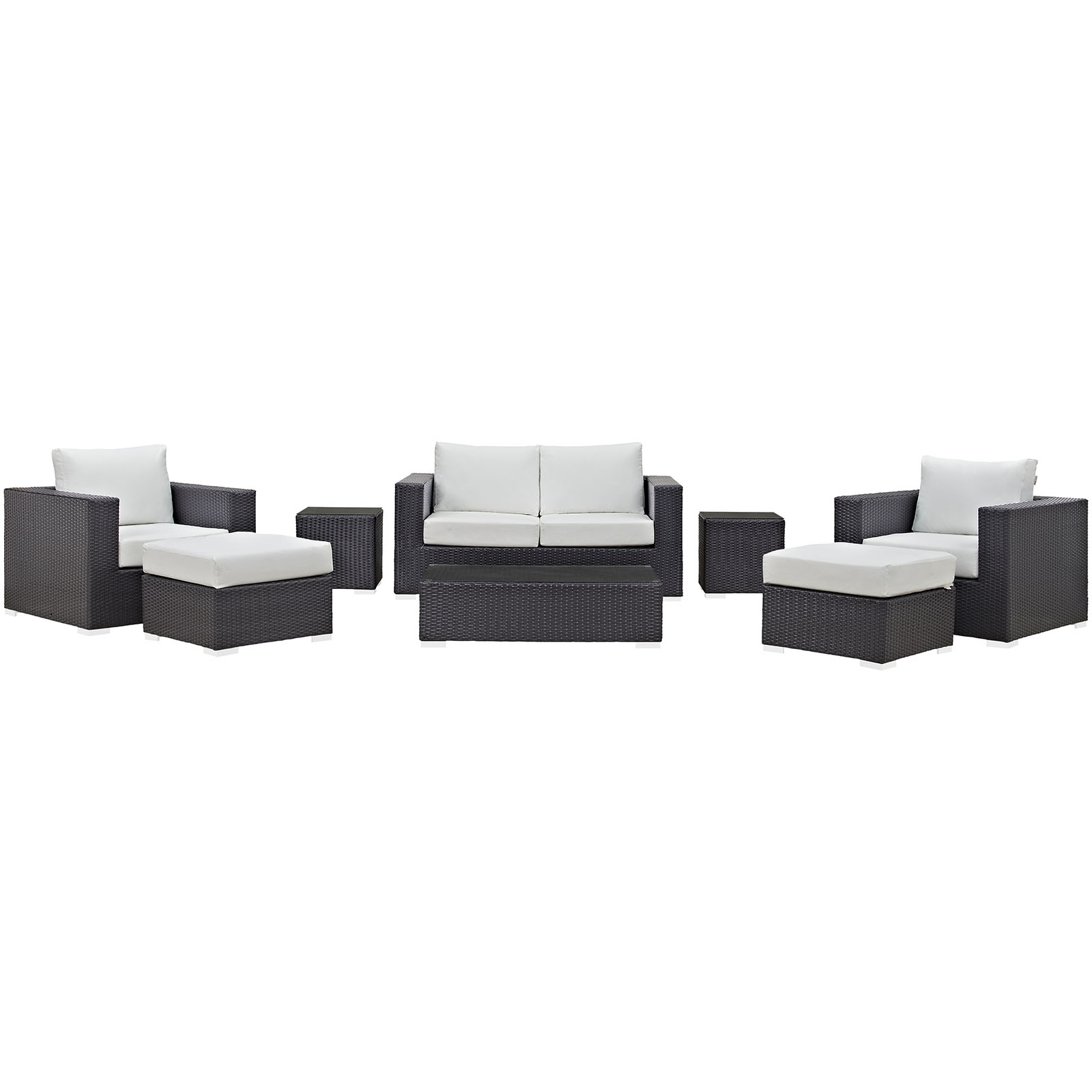Modway Convene 8 Piece Outdoor Patio Sofa Set in Espresso White - image 4 of 9