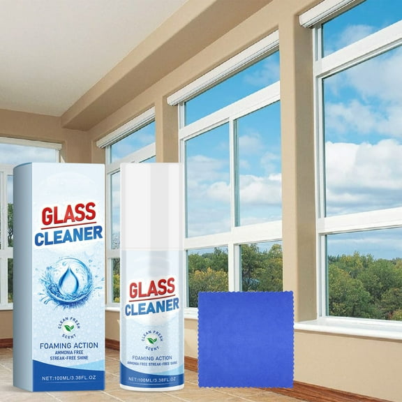 Ikohbadg 100ml Glass Cleaner, Streak-Free Window & Mirror Cleaner for Spotless Shine, Versatile Use on Home, Office & Car Glass Surfaces, Effective Against Stubborn Stains