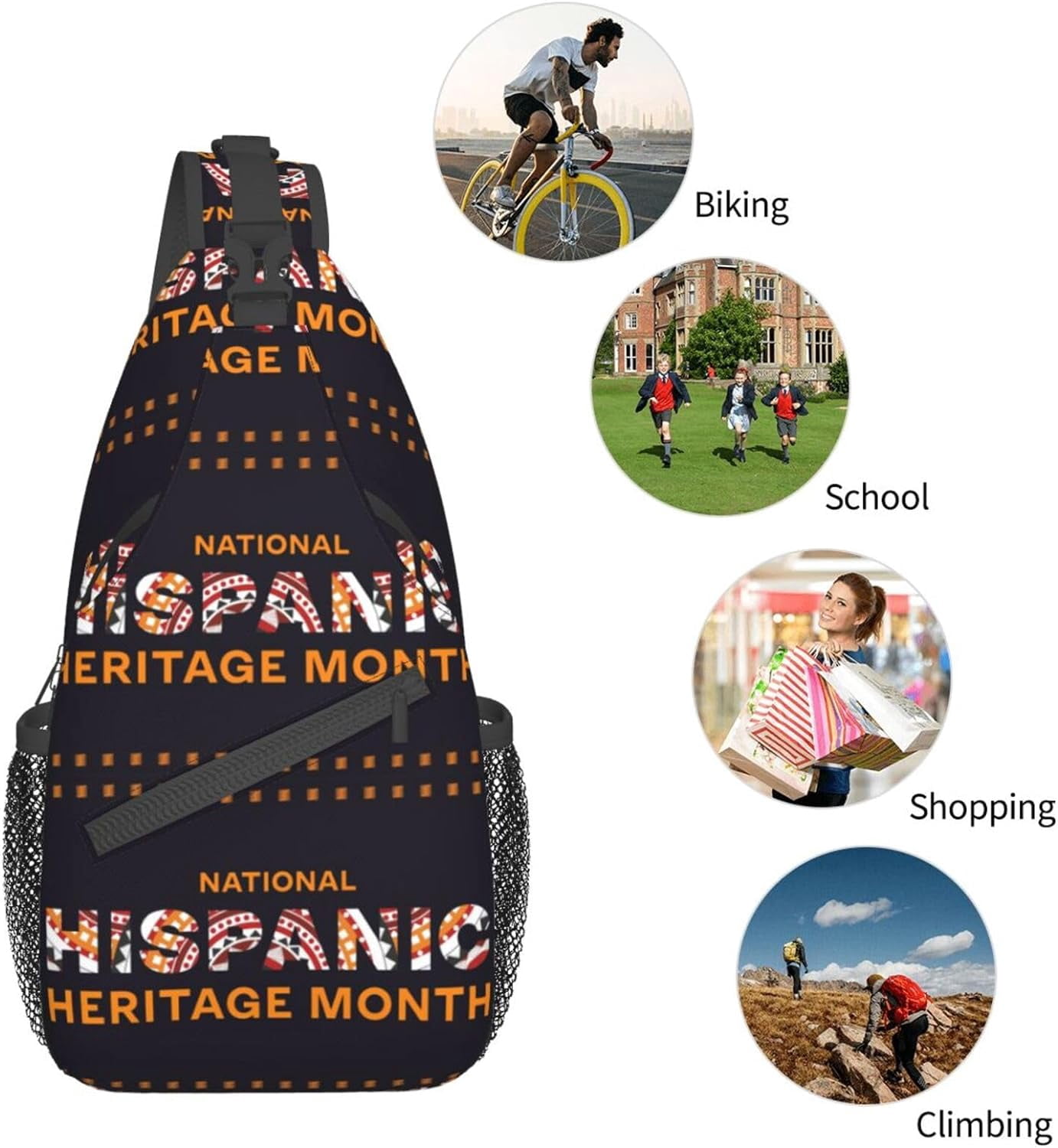 Mes Nacional De La Herencia Hispana Hispanic Heritage Month Sling Bag Crossbody Hiking Travel Chest Bags Backpack Shoulder Daypack for Women Men