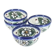 Blue Rose Polish Pottery Ladybug 4 PC Dessert Bowl Set