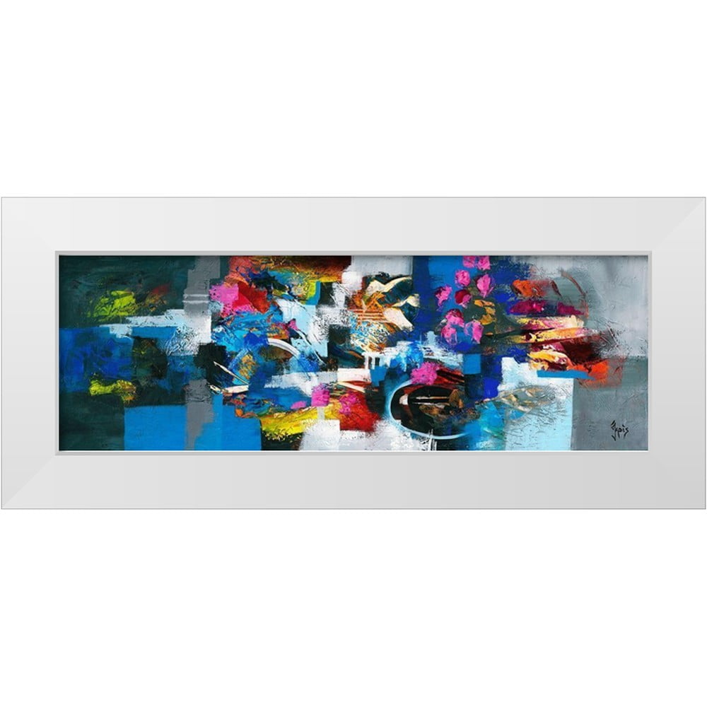 Jadis 14x7 White Modern Wood Framed Museum Art Print Titled - Bouquet fleuri