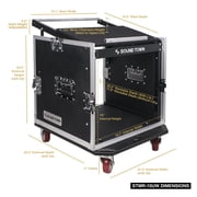Sound Town 10U PA DJ Pro Audio Rack/Road ATA Case with 11U Slant Mixer Top, 20 Rackable Depth and Casters, 10 Space Size, Pro Tour Grade (STMR-10UW)