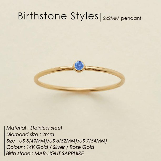 Anillo SUNIBI de acero inoxidable 316L con piedra de nacimiento para mujer, anillo de estilo Simple de Color dorado, joyería de moda para fiestas y festivales, triangulación de envíos Dengxun unisex